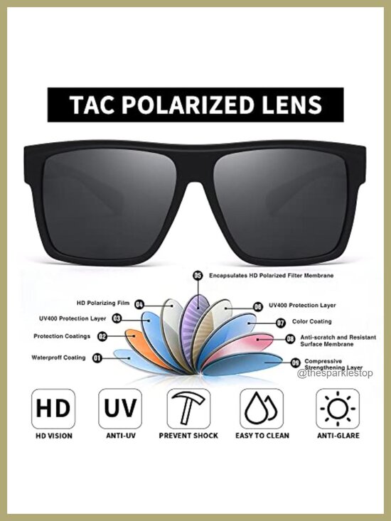 Retro Square Polarized Sunglasses UV400 for Driving Fishing Hiking